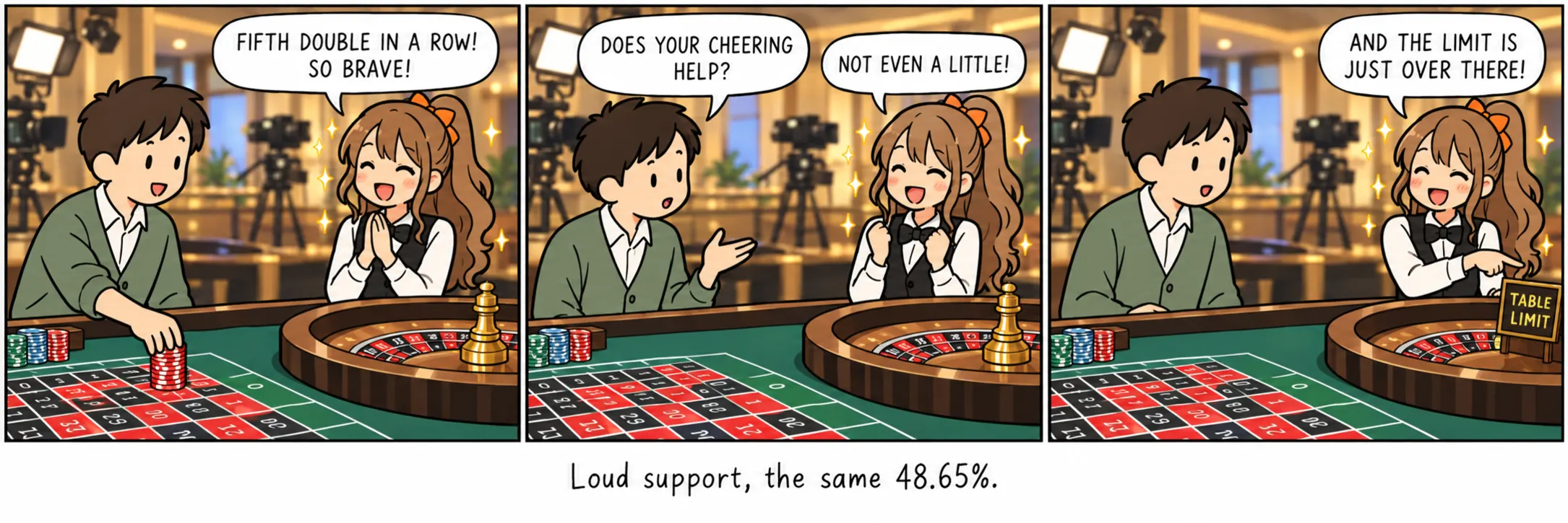 큰 응원, 같은 48.65%.